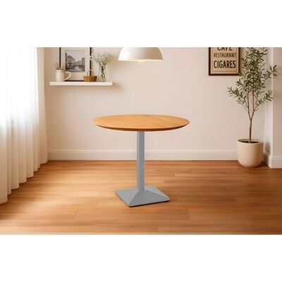 SAM Bistrotisch Brasilia, 90x90 cm, Akazie Natur, Gestell Silber Akazienholz massiv, Schweizer Kante, Säulenfuß Metall, pflegeleichter Küchentisch/Kleiner Esstisch/runder Säulentisch SAM Bistrotisch Brasilia, 90x90 cm, Akazie Natur, Gestell Silber Akazienholz massiv, Schweizer Kante, Säulenfuß Metall, pflegeleichter Küchentisch/Kleiner Esstisch/runder Säulentisch