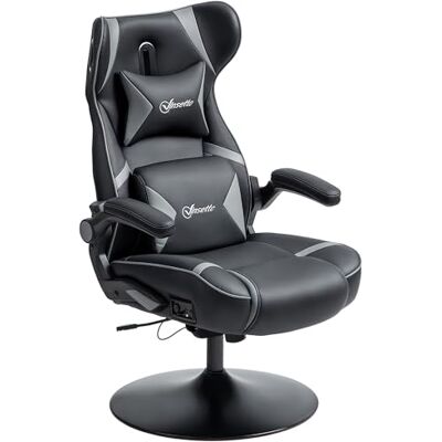 Vinsetto Gaming Stuhl ergonomischer Gamer Stuhl mit Kopfstütze und Lendenkissen höhenverstellbar Bürostuhl Gamingstuhl mit Wippfunktion Kunstleder Schwarz+Grau Vinsetto Gaming Stuhl ergonomischer Gamer Stuhl mit Kopfstütze und Lendenkissen höhenverstellbar Bürostuhl Gamingstuhl mit Wippfunktion Kunstleder Schwarz+Grau