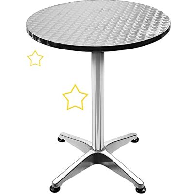 LANTUS Bistrotisch, quadratisch, klappbar, Bartisch, höhenverstellbar, Beistelltisch für den Innen- und Außenbereich, MDF, Edelstahl, 2-in-1, aus Aluminium, klappbar (60 x 60 x 70/110 cm (Rond)) LANTUS Bistrotisch, quadratisch, klappbar, Bartisch, höhenverstellbar, Beistelltisch für den Innen- und Außenbereich, MDF, Edelstahl, 2-in-1, aus Aluminium, klappbar (60 x 60 x 70/110 cm (Rond))