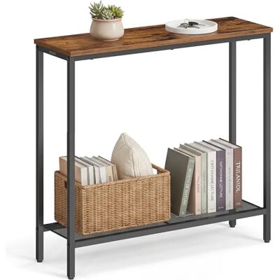 VASAGLE Konsolentisch, Flurtisch, Einteilige Tischplatte, einfache Montage, schmaler Sofatisch, für Flur, Schlafzimmer, Wohnzimmer, 2 Ebenen, 24 x 80 x 81,2 cm, vintagebraun-tintenschwarz LNT036KD01 VASAGLE Konsolentisch, Flurtisch, Einteilige Tischplatte, einfache Montage, schmaler Sofatisch, für Flur, Schlafzimmer, Wohnzimmer, 2 Ebenen, 24 x 80 x 81,2 cm, vintagebraun-tintenschwarz LNT036KD01