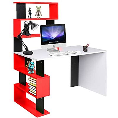 BAKAJI Schreibtisch mit doppeltem Bücherregal, 7 Regalböden, Arbeitstisch, PC-Halterung, Gestell und Tischplatte aus MDF-Holz, modernes Design, 120 x 60 x 148 cm (grün) BAKAJI Schreibtisch mit doppeltem Bücherregal, 7 Regalböden, Arbeitstisch, PC-Halterung, Gestell und Tischplatte aus MDF-Holz, modernes Design, 120 x 60 x 148 cm (grün)