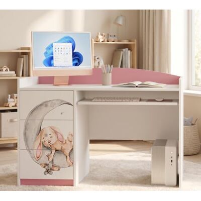 Happy Babies Rosa Kinderschreibtisch mit Schublade und Schrankfach, Schülerschreibtisch Hausaufgabentisch für Mädchen, Computertisch mit Motiv (Nr 92) Happy Babies Rosa Kinderschreibtisch mit Schublade und Schrankfach, Schülerschreibtisch Hausaufgabentisch für Mädchen, Computertisch mit Motiv (Nr 92)