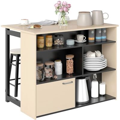 HOMCOM Bartisch mit Barhocker Set, Schrank, 2 Stühlen, Fußstütze, Eiche Bartisch Set für 2 Personen, Esstisch mit Klappbarer Tischplatte, Moderner Tresentisch für Esszimmer, Barmöbel HOMCOM Bartisch mit Barhocker Set, Schrank, 2 Stühlen, Fußstütze, Eiche Bartisch Set für 2 Personen, Esstisch mit Klappbarer Tischplatte, Moderner Tresentisch für Esszimmer, Barmöbel