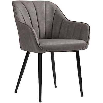 SONGMICS Esszimmerstuhl, mit Armlehne, PU-Bezug, Metallbeine Sessel, Loungesessel, bis 110 kg belastbar, für Esszimmer, Küche, Wohnzimmer, Schlafzimmer, grau, TYRA Kollektion LDC079G01V1 SONGMICS Esszimmerstuhl, mit Armlehne, PU-Bezug, Metallbeine Sessel, Loungesessel, bis 110 kg belastbar, für Esszimmer, Küche, Wohnzimmer, Schlafzimmer, grau, TYRA Kollektion LDC079G01V1