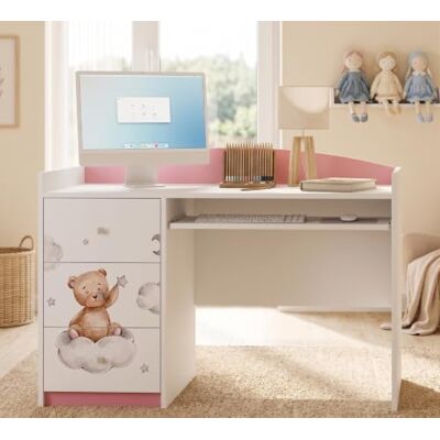 Happy Babies Rosa Kinderschreibtisch mit Schublade und Schrankfach, Schülerschreibtisch Hausaufgabentisch für Mädchen, Computertisch mit Motiv (Nr 97) Happy Babies Rosa Kinderschreibtisch mit Schublade und Schrankfach, Schülerschreibtisch Hausaufgabentisch für Mädchen, Computertisch mit Motiv (Nr 97)