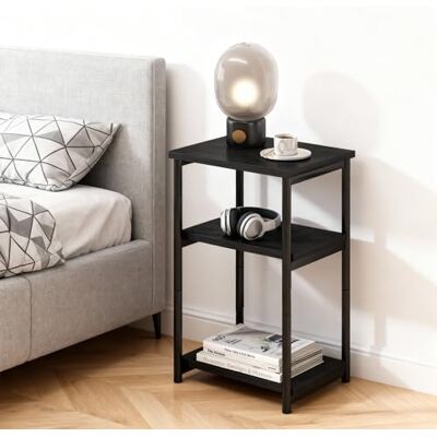 GarveeHome Schmaler Beistelltisch, Telefontisch, 3 Ablagen Nachttisch Schmal mit Stauraum, Sofa Beistelltisch für Schmale Räume für Wohnzimmer, Schlafzimmer, Küche, 40 x 30 x 60cm, Schwarz GarveeHome Schmaler Beistelltisch, Telefontisch, 3 Ablagen Nachttisch Schmal mit Stauraum, Sofa Beistelltisch für Schmale Räume für Wohnzimmer, Schlafzimmer, Küche, 40 x 30 x 60cm, Schwarz