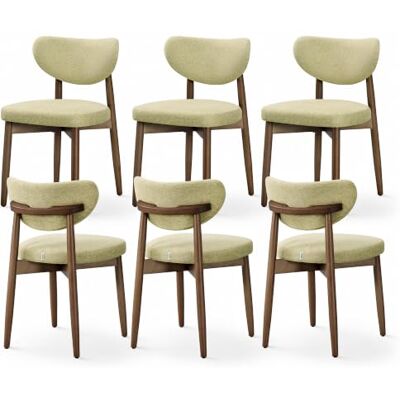 VASAGLE Esszimmerstuhl 6er Set, Küchenstuhl, Polsterstuhl mit Massivholzbeinen, ergonomische Rückenlehne, Aussparung als Griff, Mid-Century-Modern-Stil, Küche, salbeigrün KDC668C101-3J VASAGLE Esszimmerstuhl 6er Set, Küchenstuhl, Polsterstuhl mit Massivholzbeinen, ergonomische Rückenlehne, Aussparung als Griff, Mid-Century-Modern-Stil, Küche, salbeigrün KDC668C101-3J
