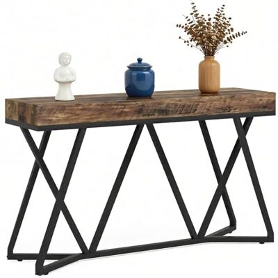 LITTLE TREE Konsolentisch mit Metallgestell, 140 cm Sofatisch im Industrial Landhausstil, Hoher Eintrittstisch für Flur & Wohnzimmer, Rustikale Holzoptik, Stabile Konstruktion, Rustikales Braun LITTLE TREE Konsolentisch mit Metallgestell, 140 cm Sofatisch im Industrial Landhausstil, Hoher Eintrittstisch für Flur & Wohnzimmer, Rustikale Holzoptik, Stabile Konstruktion, Rustikales Braun