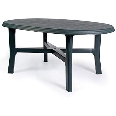 Dmora Modularer ovaler Tisch, Made in Italy, 165 x 110 x 72 cm, Farbe Grün Dmora Modularer ovaler Tisch, Made in Italy, 165 x 110 x 72 cm, Farbe Grün