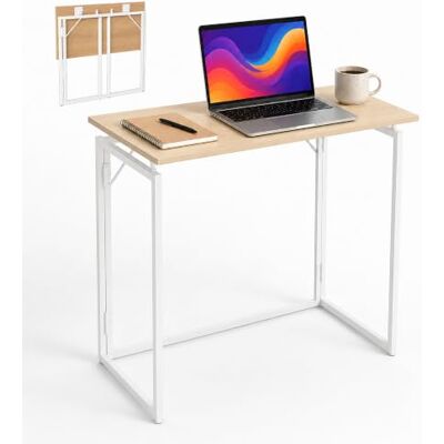 Relaxdays , Klappbarer Schreibtisch, faltbar, montagefrei, 80 x 40 cm platzsparend, kleiner Tisch, Natur-Weiß Relaxdays , Klappbarer Schreibtisch, faltbar, montagefrei, 80 x 40 cm platzsparend, kleiner Tisch, Natur-Weiß
