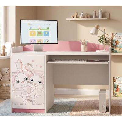 Happy Babies Rosa Kinderschreibtisch mit Schublade und Schrankfach, Schülerschreibtisch Hausaufgabentisch für Mädchen, Computertisch mit Motiv (Nr 58) Happy Babies Rosa Kinderschreibtisch mit Schublade und Schrankfach, Schülerschreibtisch Hausaufgabentisch für Mädchen, Computertisch mit Motiv (Nr 58)