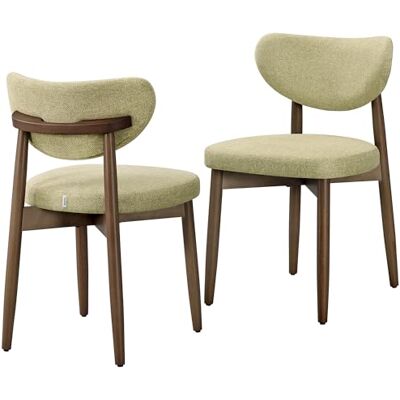 VASAGLE Esszimmerstuhl 2er Set, Küchenstuhl, Polsterstuhl mit Massivholzbeinen, ergonomische Rückenlehne, Aussparung als Griff, Mid-Century-Modern-Stil, Küche, Esszimmer, olivgrün KDC668C101 VASAGLE Esszimmerstuhl 2er Set, Küchenstuhl, Polsterstuhl mit Massivholzbeinen, ergonomische Rückenlehne, Aussparung als Griff, Mid-Century-Modern-Stil, Küche, Esszimmer, olivgrün KDC668C101