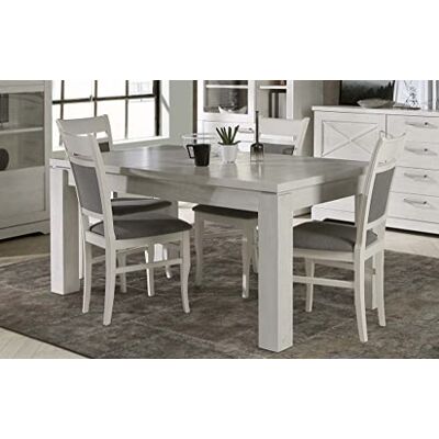 Forte ROCKHAMPTON Esstisch 160, moderner Esstisch ausziehbar, Esszimmer, Wohnzimmer, Landhausstil, Holzwerkstoff, Pinie Weiß Holzdekor, 160,4 cm breit x 76,1 cm hoch x 90,4 cm tief Forte ROCKHAMPTON Esstisch 160, moderner Esstisch ausziehbar, Esszimmer, Wohnzimmer, Landhausstil, Holzwerkstoff, Pinie Weiß Holzdekor, 160,4 cm breit x 76,1 cm hoch x 90,4 cm tief