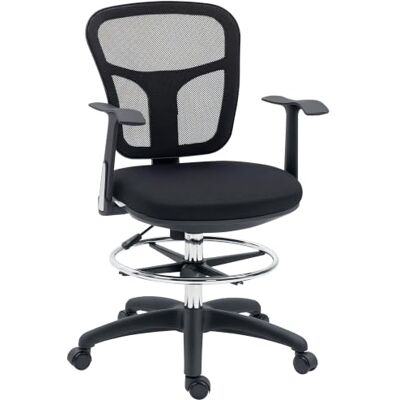 Vinsetto Bürostuhl, Ergonomischer Zeichenstuhl Mesh 95-115 cm Schwarz Computerstuhl mit Armlehne, Schreibtischstuhl mit Fußstütze, Drehstuhl für Büro, Wohnzimmer Vinsetto Bürostuhl, Ergonomischer Zeichenstuhl Mesh 95-115 cm Schwarz Computerstuhl mit Armlehne, Schreibtischstuhl mit Fußstütze, Drehstuhl für Büro, Wohnzimmer