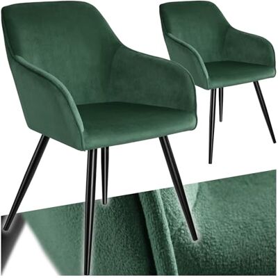 tectake ® 2er Set Esszimmer Stuhl, Esszimmerstühle mit Sitzfläche aus Samt, Armlehnstuhl, Sessel Wohnzimmer, gepolsterter Bürostuhl, Schminktisch Stuhl, gemütlicher Küchenstuhl dunkelgrün/schwarz tectake ® 2er Set Esszimmer Stuhl, Esszimmerstühle mit Sitzfläche aus Samt, Armlehnstuhl, Sessel Wohnzimmer, gepolsterter Bürostuhl, Schminktisch Stuhl, gemütlicher Küchenstuhl dunkelgrün/schwarz