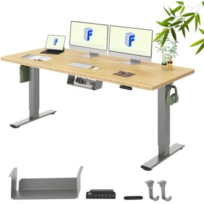FlexiSpot Höhenverstellbarer Schreibtisch 180×80 cm, Doppelmotor, Einteilige 19 mm Bambus-Tischplatte, 4 Speicherhöhen, LED Anzeige, Ergonomischer Büro- und Computertisch (Graues Gestell) FlexiSpot Höhenverstellbarer Schreibtisch 180×80 cm, Doppelmotor, Einteilige 19 mm Bambus-Tischplatte, 4 Speicherhöhen, LED Anzeige, Ergonomischer Büro- und Computertisch (Graues Gestell)