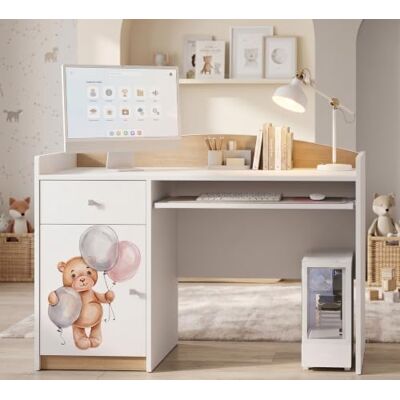Happy Babies Großer Kinderschreibtisch Birnbaum hell 125x60 cm mit Schubladen, Schülerschreibtisch mit Motiv, PC-Tisch Lerntisch Holzoptik Happy Babies Großer Kinderschreibtisch Birnbaum hell 125x60 cm mit Schubladen, Schülerschreibtisch mit Motiv, PC-Tisch Lerntisch Holzoptik