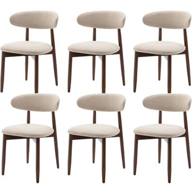 COLAMY Esszimmerstühle 6er Set, Polsternder Stühle Esszimmer mit Rückenlehne, Moderne Küchenstühle Gepolstert, Stoff Dining Chairs mit Back und Holzbeinen für Esszimmer, Küche, Restaurant, Beige COLAMY Esszimmerstühle 6er Set, Polsternder Stühle Esszimmer mit Rückenlehne, Moderne Küchenstühle Gepolstert, Stoff Dining Chairs mit Back und Holzbeinen für Esszimmer, Küche, Restaurant, Beige