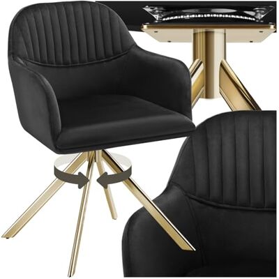 tectake ® Esszimmerstuhl drehbar, Armlehnstuhl drehbar, ergonomischer Stuhl Samt, Stühle für Esszimmer, Möbel für Wohnzimmer, Arbeitszimmer, Esstisch, Schminktisch schwarz/Gold tectake ® Esszimmerstuhl drehbar, Armlehnstuhl drehbar, ergonomischer Stuhl Samt, Stühle für Esszimmer, Möbel für Wohnzimmer, Arbeitszimmer, Esstisch, Schminktisch schwarz/Gold