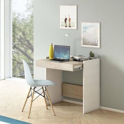 Dmora Schreibtisch Clematide, moderner Schreibtisch mit Schublade, Arbeits- oder Bürotisch für PC-Buchhalter, 100 % Made in Italy, 80 x 40 x 79 cm, Weiß und Eiche, Dmora Schreibtisch Clematide, moderner Schreibtisch mit Schublade, Arbeits- oder Bürotisch für PC-Buchhalter, 100 % Made in Italy, 80 x 40 x 79 cm, Weiß und Eiche,