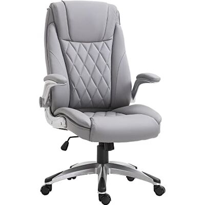 Vinsetto Bürostuhl Ergonomischer Drehstuhl Computerstuhl mit Wippfunktion höhenverstellbar mit Kopfstütze und gepolsterte Armlehnen Kunstleder Grau 70 x 71 x 113–121 cm Vinsetto Bürostuhl Ergonomischer Drehstuhl Computerstuhl mit Wippfunktion höhenverstellbar mit Kopfstütze und gepolsterte Armlehnen Kunstleder Grau 70 x 71 x 113–121 cm