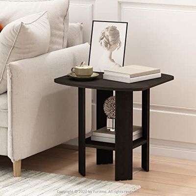 Furinno Simple Design 2er-Set 2-stufiger moderner Beistelltisch mit weichen Kanten, Nachttisch mit offenen Regalen, für Wohnzimmer, Schlafzimmer, schwarzer Espresso Furinno Simple Design 2er-Set 2-stufiger moderner Beistelltisch mit weichen Kanten, Nachttisch mit offenen Regalen, für Wohnzimmer, Schlafzimmer, schwarzer Espresso
