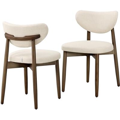 VASAGLE Esszimmerstuhl 2er Set, Küchenstuhl, Polsterstuhl mit Massivholzbeinen, ergonomische Rückenlehne, Aussparung als Griff, Mid-Century-Modern-Stil, Küche, Esszimmer, cappuccinobeige KDC668L101 VASAGLE Esszimmerstuhl 2er Set, Küchenstuhl, Polsterstuhl mit Massivholzbeinen, ergonomische Rückenlehne, Aussparung als Griff, Mid-Century-Modern-Stil, Küche, Esszimmer, cappuccinobeige KDC668L101