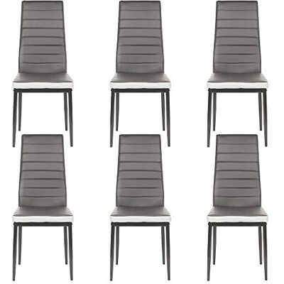 LANTUS Esszimmerstühle 2/4/6 Set Stuhl Küchenstuhl Wohnzimmerstühle Kunstleder Stühle,6 Stück (Grau + Weiß) LANTUS Esszimmerstühle 2/4/6 Set Stuhl Küchenstuhl Wohnzimmerstühle Kunstleder Stühle,6 Stück (Grau + Weiß)