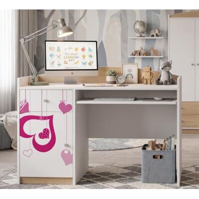 Happy Babies Großer Kinderschreibtisch Birnbaum hell 125x60 cm mit Schubladen, Schülerschreibtisch Motiv, PC-Tisch Lerntisch Holzoptik Happy Babies Großer Kinderschreibtisch Birnbaum hell 125x60 cm mit Schubladen, Schülerschreibtisch Motiv, PC-Tisch Lerntisch Holzoptik