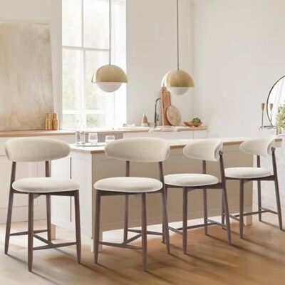 COLAMY Barhocker 4er Set, Bar Hocker mit Lehne, Küchenstühle mit Rückenlehne, Barstuhle mit Holzbeinen für Küche, Bar, Esszimmer, Büro, Beige COLAMY Barhocker 4er Set, Bar Hocker mit Lehne, Küchenstühle mit Rückenlehne, Barstuhle mit Holzbeinen für Küche, Bar, Esszimmer, Büro, Beige