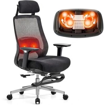 FlexiSpot MasterEase Massage Bürostuhl mit Fußstütze, ergonomischer High-Back-Schreibtischstuhl mit 2D-Lendenstütze mit Heiz und Massagefunktion, 4-Fach Verstellbarer Rückenlehne, Schwarz FlexiSpot MasterEase Massage Bürostuhl mit Fußstütze, ergonomischer High-Back-Schreibtischstuhl mit 2D-Lendenstütze mit Heiz und Massagefunktion, 4-Fach Verstellbarer Rückenlehne, Schwarz
