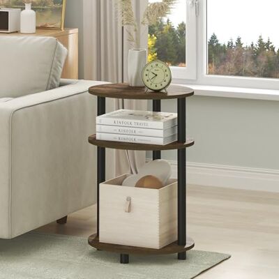 Furinno Turn-N-Tube Beistelltisch, 3-stufiger Ovaler Beistelltisch, Nachttisch, Bettseitiger Tisch, Für Wohnzimmer, Schlafzimmer, Amber Pine/Schwarz Furinno Turn-N-Tube Beistelltisch, 3-stufiger Ovaler Beistelltisch, Nachttisch, Bettseitiger Tisch, Für Wohnzimmer, Schlafzimmer, Amber Pine/Schwarz