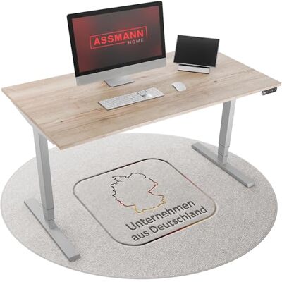 Assmann Höhenverstellbarer Schreibtisch elektrisch, 160x80cm, TÜV-geprüft stufenlos verstellbar mit Aufprallschutz, ergonomischer Schreibtisch Made in Germany Y-Line, Eiche Natura/Silber Assmann Höhenverstellbarer Schreibtisch elektrisch, 160x80cm, TÜV-geprüft stufenlos verstellbar mit Aufprallschutz, ergonomischer Schreibtisch Made in Germany Y-Line, Eiche Natura/Silber
