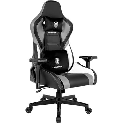 Dowinx Gaming Stuhl Stoff, ergonomischer Gamer Stuhl mit weich gepolsterten Komfort-Armlehnen, Stabiler Gaming Chair und Bürostuhl für langes Sitzen, Weiß Dowinx Gaming Stuhl Stoff, ergonomischer Gamer Stuhl mit weich gepolsterten Komfort-Armlehnen, Stabiler Gaming Chair und Bürostuhl für langes Sitzen, Weiß