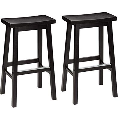 Amazon Küchenhocker aus Massivholz, Barhocker, Esszimmerstuhl, einfache Montage, modern, 2 Stück, 74 cm hoch, Schwarz Amazon Küchenhocker aus Massivholz, Barhocker, Esszimmerstuhl, einfache Montage, modern, 2 Stück, 74 cm hoch, Schwarz