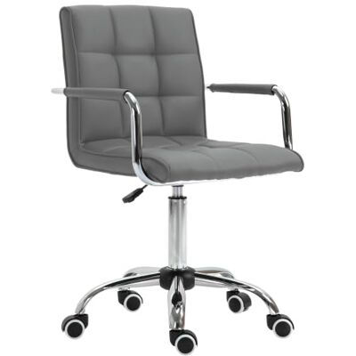 Vinsetto Schminkstuhl, PU-Leder, höhenverstellbar, Armlehne, Grau Bürostuhl mit mittlerer Rückenlehne, Rollen Vinsetto Schminkstuhl, PU-Leder, höhenverstellbar, Armlehne, Grau Bürostuhl mit mittlerer Rückenlehne, Rollen
