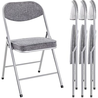 HAKU Klappstuhl gepolstert 4er-Set Klappstühle bequem alu, grau, Textilgewebe Rücken und Sitzfläche gepolstert, Stahl Maße: B 47 x H 79 x T 53 cm, Style: Modern HAKU Klappstuhl gepolstert 4er-Set Klappstühle bequem alu, grau, Textilgewebe Rücken und Sitzfläche gepolstert, Stahl Maße: B 47 x H 79 x T 53 cm, Style: Modern