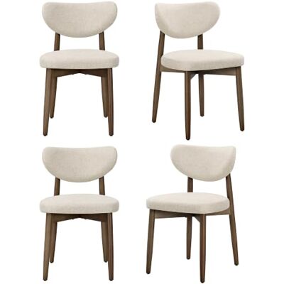 VASAGLE Esszimmerstuhl 4er Set, Küchenstuhl, Polsterstuhl mit Massivholzbeinen, ergonomische Rückenlehne, Aussparung als Griff, Mid-Century-Modern-Stil, Küche, cappuccinobeige KDC668L101-2J VASAGLE Esszimmerstuhl 4er Set, Küchenstuhl, Polsterstuhl mit Massivholzbeinen, ergonomische Rückenlehne, Aussparung als Griff, Mid-Century-Modern-Stil, Küche, cappuccinobeige KDC668L101-2J