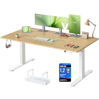 VASAGLE Höhenverstellbarer Schreibtisch, 180 x 80 cm, USB-C-Anschluss, Ablage für Steckdosenleiste, Stehtisch, Erinnerung bei langem Sitzen, 3 Speichertasten, für Büro, goldeichenfarben LSD148YA02 VASAGLE Höhenverstellbarer Schreibtisch, 180 x 80 cm, USB-C-Anschluss, Ablage für Steckdosenleiste, Stehtisch, Erinnerung bei langem Sitzen, 3 Speichertasten, für Büro, goldeichenfarben LSD148YA02