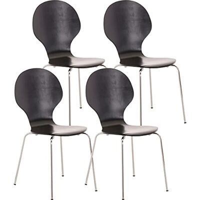 CLP 4X Stapelstuhl Diego l Ergonomisch geformter Konferenzstuhl mit Holzsitz und Metallgestell I Stapelbarer Stuhl mit pflegeleichter Sitzfläche, Farbe:schwarz CLP 4X Stapelstuhl Diego l Ergonomisch geformter Konferenzstuhl mit Holzsitz und Metallgestell I Stapelbarer Stuhl mit pflegeleichter Sitzfläche, Farbe:schwarz