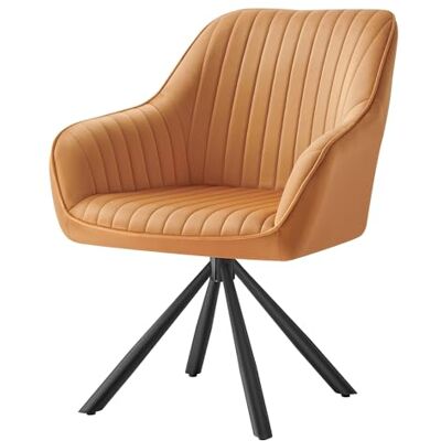 SONGMICS Esszimmerstuhl, Küchenstuhl, Sessel drehbar, Samt, Polsterstuhl mit Armlehnen, bis 120 kg belastbar, Stahlbeine, für Esszimmer Küche, karamellbraun-tintenschwarz KDC161K01V1 SONGMICS Esszimmerstuhl, Küchenstuhl, Sessel drehbar, Samt, Polsterstuhl mit Armlehnen, bis 120 kg belastbar, Stahlbeine, für Esszimmer Küche, karamellbraun-tintenschwarz KDC161K01V1