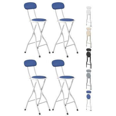 mcc direct Klappbare Barhocker, 4er-Set, für Frühstückstheke, Küche und Restaurant, klappbare Stühle aus Kunstleder mit Metallgestell, gepolsterte hohe Stühle (Blau) mcc direct Klappbare Barhocker, 4er-Set, für Frühstückstheke, Küche und Restaurant, klappbare Stühle aus Kunstleder mit Metallgestell, gepolsterte hohe Stühle (Blau)