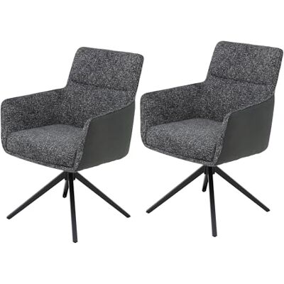 Hela Tische , 2er Set Armlehnenstuhl Esszimmersessel Udine, Bezug Materialmix Webstoff-Microfaser Anthrazit, Komfortsitz Federkorb, Kippfunktion, Drehbar 360°, 120kg belastbar Hela Tische , 2er Set Armlehnenstuhl Esszimmersessel Udine, Bezug Materialmix Webstoff-Microfaser Anthrazit, Komfortsitz Federkorb, Kippfunktion, Drehbar 360°, 120kg belastbar