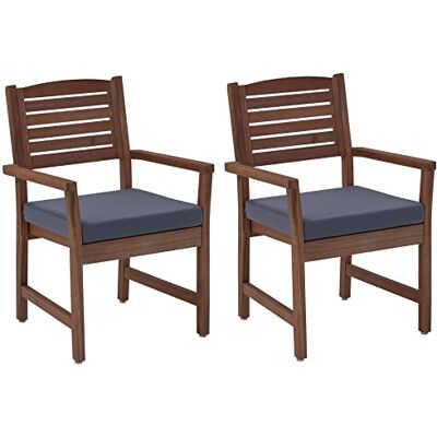 Amazon Aware gepolsterter Esszimmerstuhl für den Außenbereich, Akazienholz, 2er-Set, Walnuss-Finish, Belastbarkeit 102 kg Amazon Aware gepolsterter Esszimmerstuhl für den Außenbereich, Akazienholz, 2er-Set, Walnuss-Finish, Belastbarkeit 102 kg