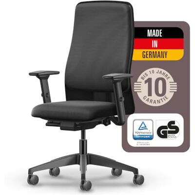 Interstuhl SMART Soft Bürostuhl Made in Germany mit bis 10 Jahren Garantie, ergonomischer Drehstuhl mit Polsterrücken & Synchronmechanik, 3D-Armlehnen, Lordosenstütze, TÜV-geprüft, schwarz Interstuhl SMART Soft Bürostuhl Made in Germany mit bis 10 Jahren Garantie, ergonomischer Drehstuhl mit Polsterrücken & Synchronmechanik, 3D-Armlehnen, Lordosenstütze, TÜV-geprüft, schwarz