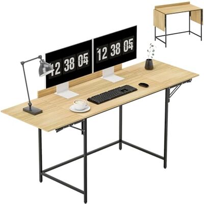 HOMCOM Schreibtisch Klappbar Computertisch Bürotisch mit Modern-Design, Metallgestell für Arbeitszimmer Schlafzimmer Home Office, 100/135/170 x 58 x 78 cm Eiche HOMCOM Schreibtisch Klappbar Computertisch Bürotisch mit Modern-Design, Metallgestell für Arbeitszimmer Schlafzimmer Home Office, 100/135/170 x 58 x 78 cm Eiche