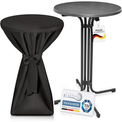 Beautissu Outdoor Stehtisch klappbar mit Husse Wetterfester Partytisch TÜV 70cm Schwarz Grauer Platzsparender Bistrotisch Gastro-Qualität Premium Stehtischhusse Klapptisch Gartentisch Sylt Beautissu Outdoor Stehtisch klappbar mit Husse Wetterfester Partytisch TÜV 70cm Schwarz Grauer Platzsparender Bistrotisch Gastro-Qualität Premium Stehtischhusse Klapptisch Gartentisch Sylt