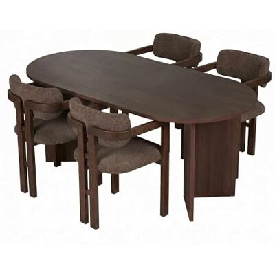 Hanah Home Elegantes 7-teiliges Esstisch- & Stühle-Set, Milano Walnut & Dunkles Walnuss 100% melaminbeschichtet, leicht zu reinigendes Gewebe, perfekt für modernes Esszimmer Hanah Home Elegantes 7-teiliges Esstisch- & Stühle-Set, Milano Walnut & Dunkles Walnuss 100% melaminbeschichtet, leicht zu reinigendes Gewebe, perfekt für modernes Esszimmer