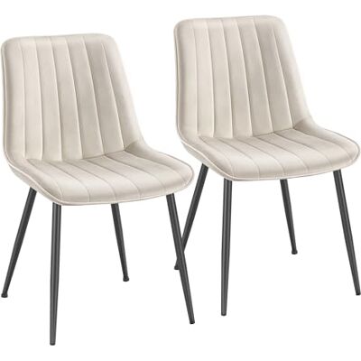 SONGMICS Esszimmerstuhl 2er Set, Küchenstuhl, Polsterstuhl, bis 120 kg belastbar, Stahlbeine, Gebogene Rückenlehne, für Esszimmer, Küche, cappuccinobeige-tintenschwarz LDC090LH01 SONGMICS Esszimmerstuhl 2er Set, Küchenstuhl, Polsterstuhl, bis 120 kg belastbar, Stahlbeine, Gebogene Rückenlehne, für Esszimmer, Küche, cappuccinobeige-tintenschwarz LDC090LH01