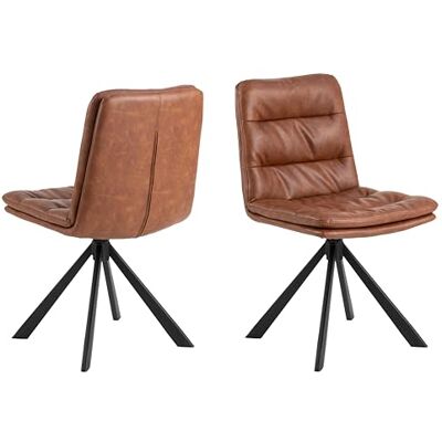 AC Design Furniture Kim Esszimmerstuhl, PU Retro Cognac, 4 Stern Gestell matt schwarz rau pulverbeschichtet Stahl mit drehfunktion, quersteppung und Reissverschluss, Colli 2 Stück AC Design Furniture Kim Esszimmerstuhl, PU Retro Cognac, 4 Stern Gestell matt schwarz rau pulverbeschichtet Stahl mit drehfunktion, quersteppung und Reissverschluss, Colli 2 Stück
